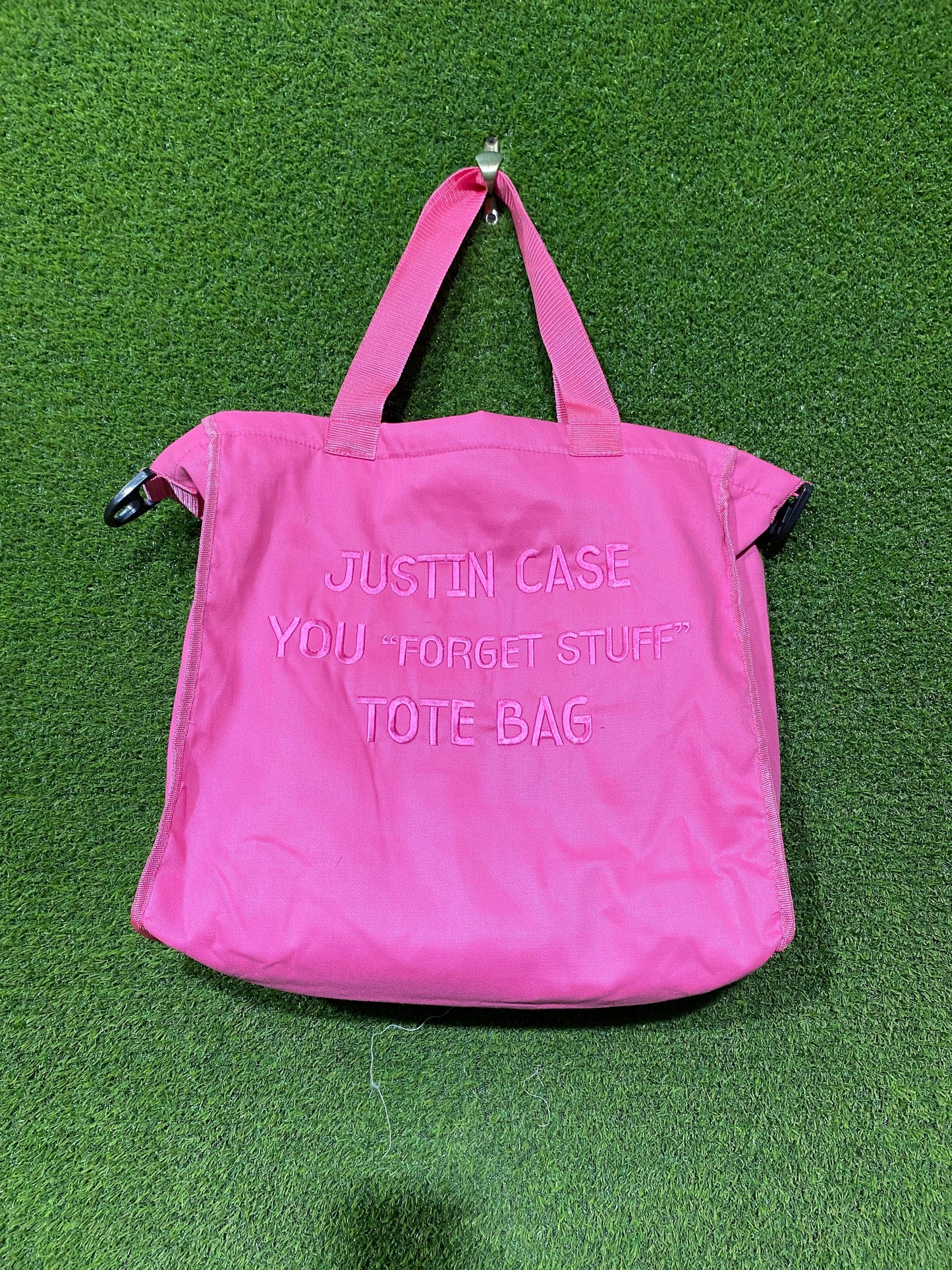 JUSTIN CASE YOU “FORGET STUFF” TOTE BAG