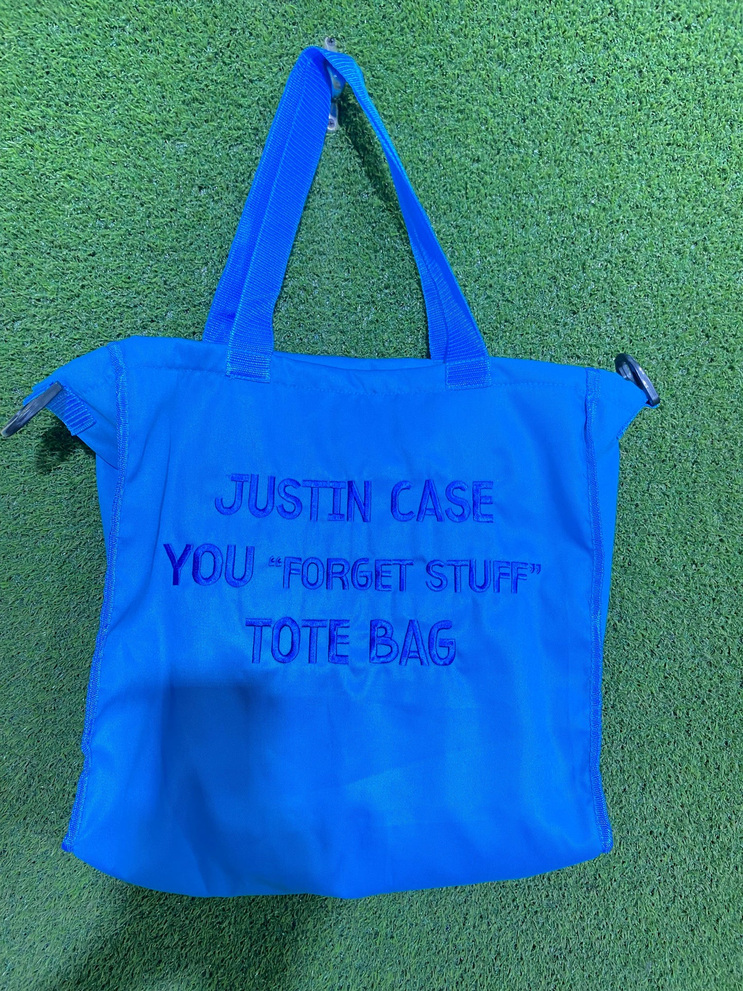 JUSTIN CASE YOU “FORGET STUFF” TOTE BAG